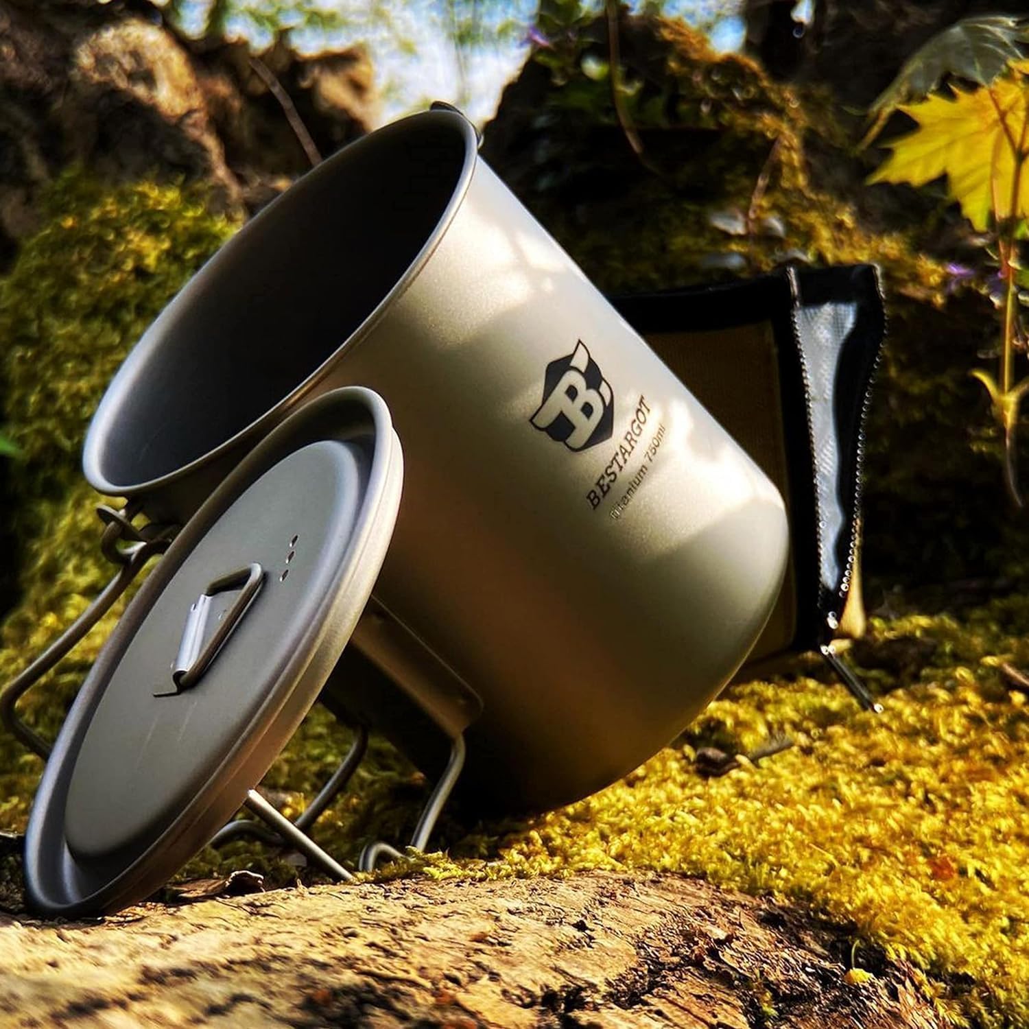 Bestargot 750ml Titan Becher Camping Topf Outdoor Tasse mit Isolierbeutel, Titan Camping Geschirr Set, Outdoor-Topf Kochgeschirr, Große Kapazität für Solo-Camping, Wandern, Bushcraft Bestargot 750ml Titan Becher Camping Topf Outdoor Tasse mit Isolierbeutel, Titan Camping Geschirr Set, Outdoor-Topf Kochgeschirr, Große Kapazität für Solo-Camping, Wandern, Bushcraft