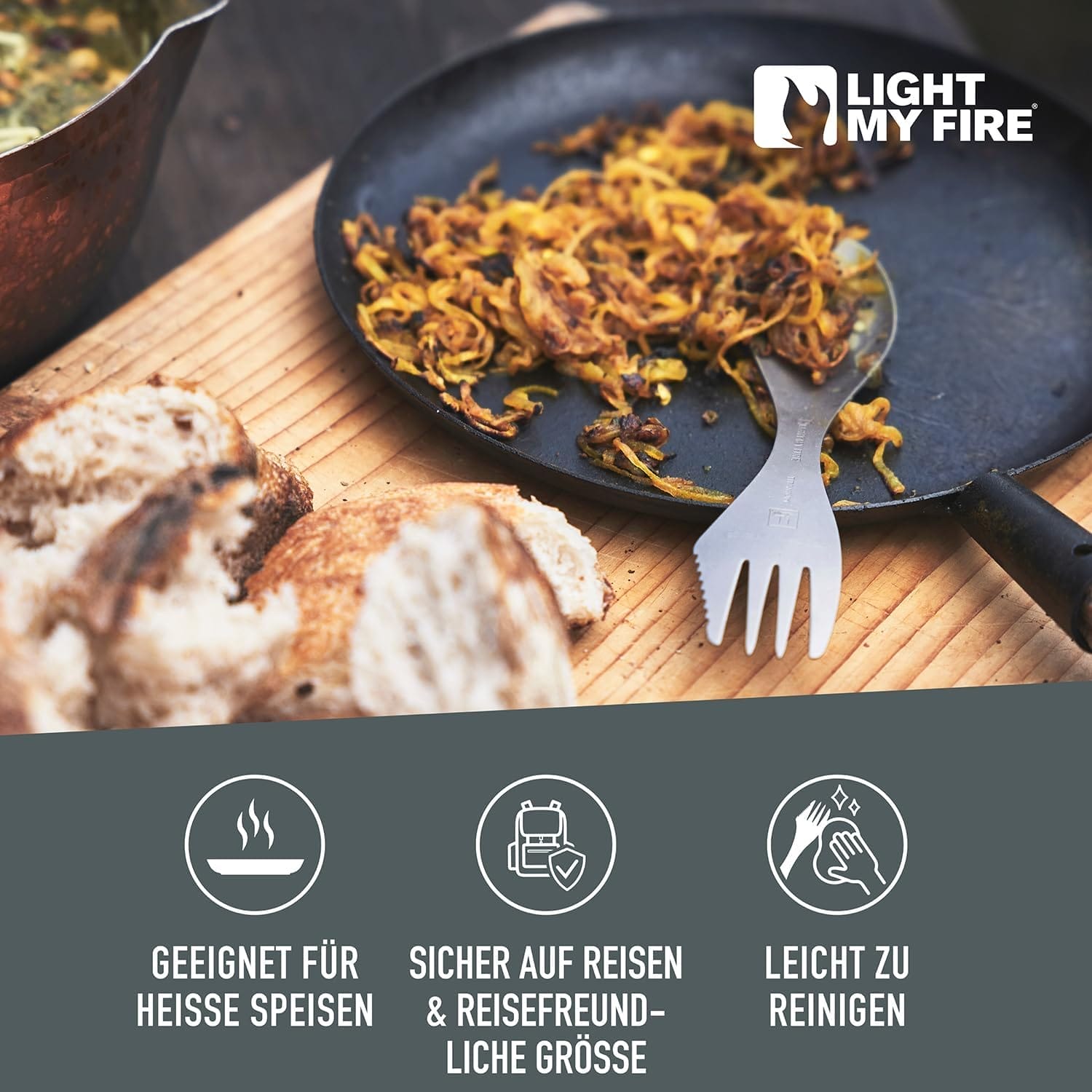 Light My Fire Spork Titan 3-in-1 Camping Cutlery with Spoon, Fork and Knife - Lightweight and Portable - Ideal as Camping Cutlery Set, Spork, Travel Cutlery and Spork for Outdoor and Survival