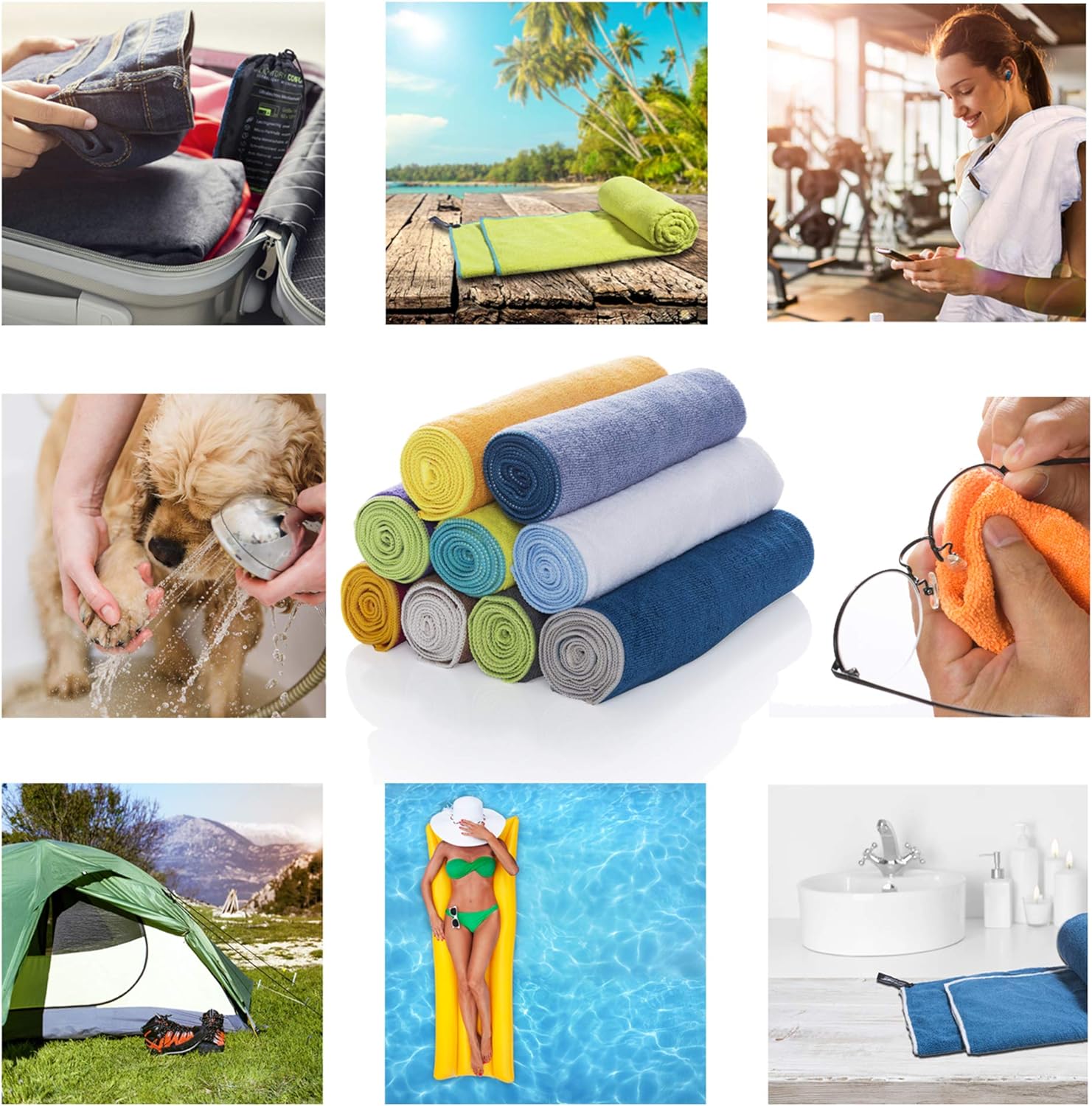 LightDRY Mikrofaser Frottee Badetuch Strandtuch Trekking Reise-Handtuch, Saugfähig, leicht  antibakteriell, 200x100cm, Blau-Grün