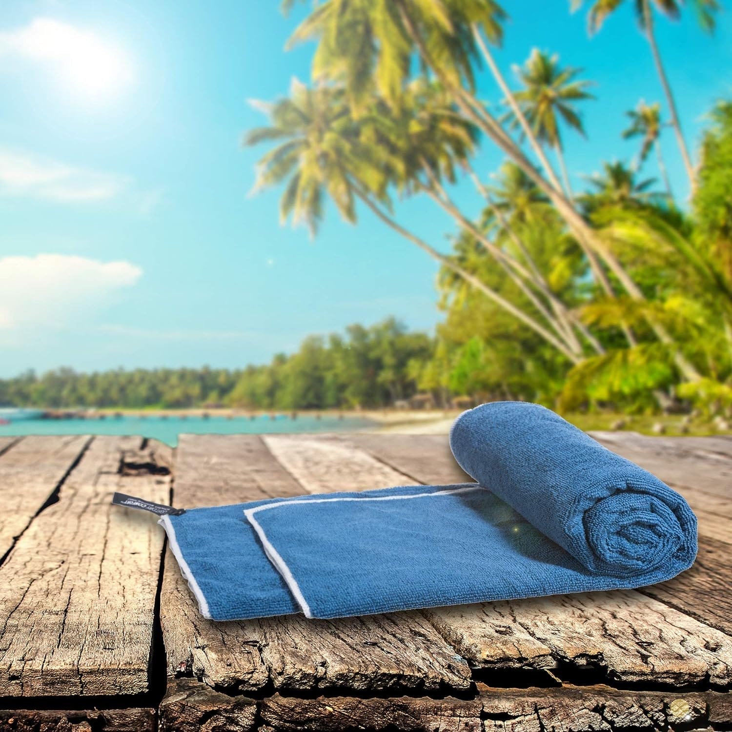 LightDRY Mikrofaser Frottee Badetuch Strandtuch Trekking Reise-Handtuch, Saugfähig, leicht  antibakteriell, 200x100cm, Blau-Grün