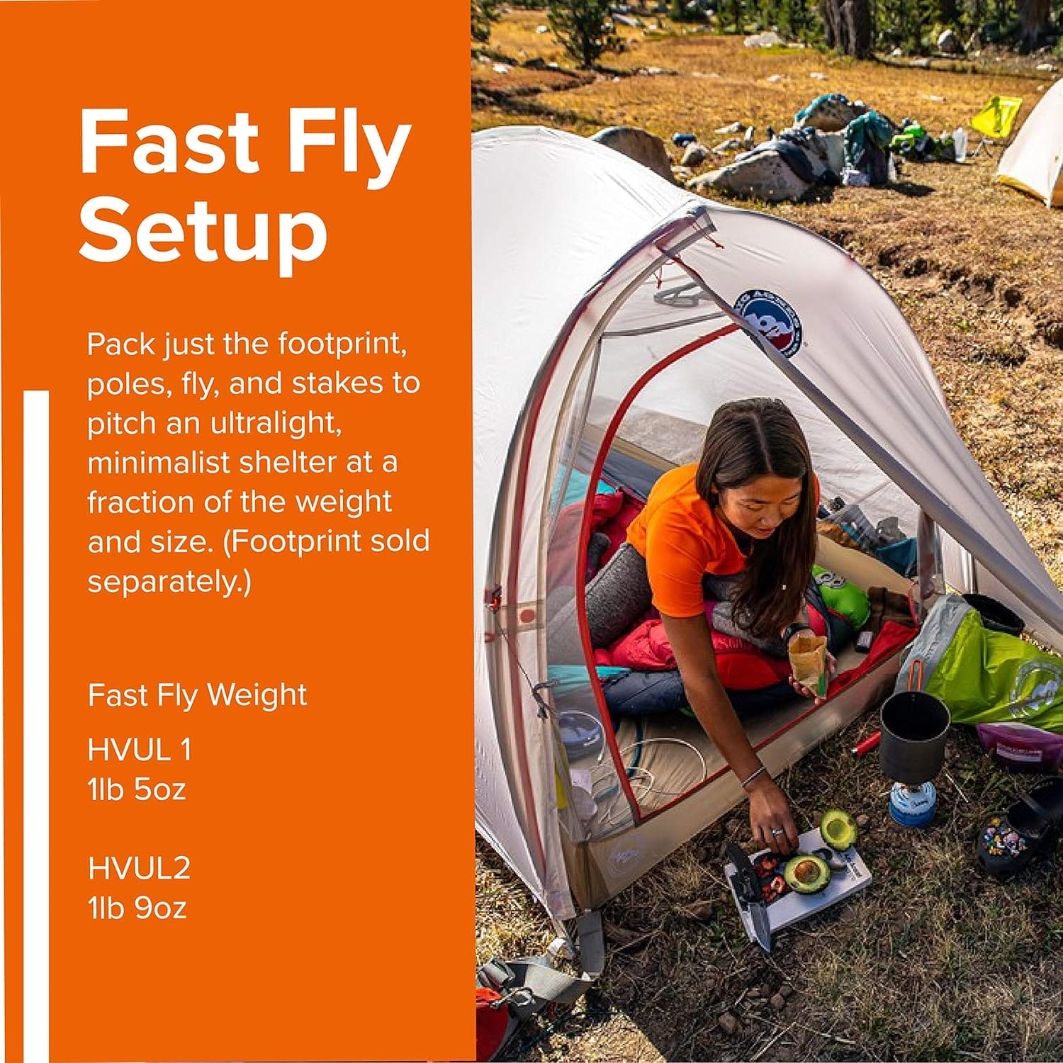 Big Agnes Fly Creek HV UL Ultraleichtes Zelt mit UV-beständiger Lösung gefärbtem Gewebe