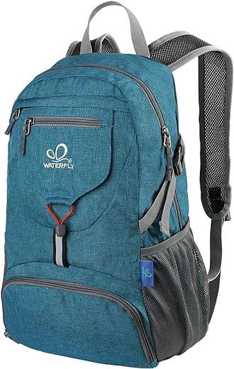 WATERFLY Ultraleicht Faltbar Klein Rucksack: 20L Leicht Packable Wanderrucksack Tagesrucksack Trekkingrucksack Outdoor Sportlich Backpack Travel Daypack für Herren Damen