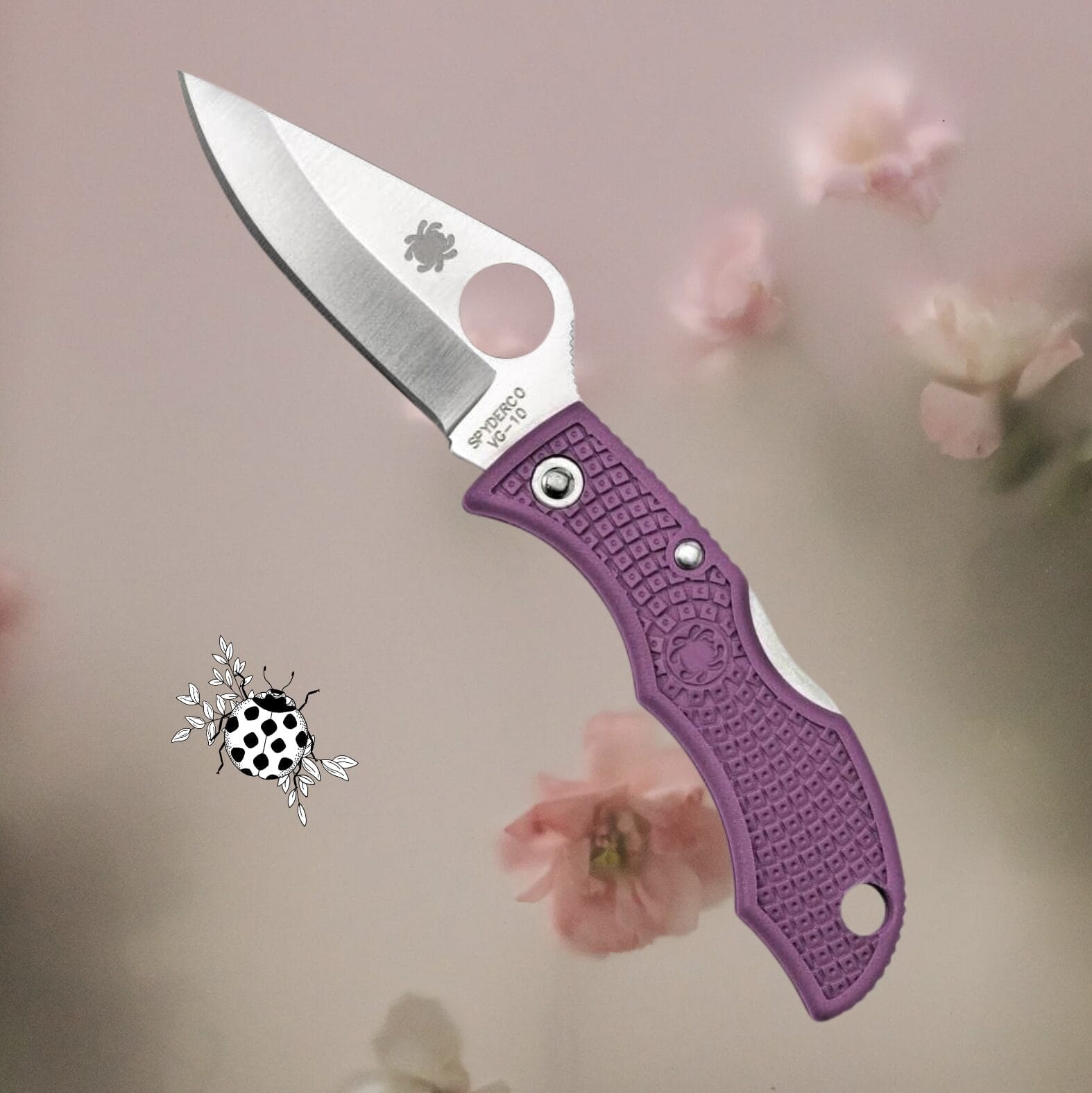 Spyderco Unisex – Erwachsene, Klappmesser, Ladybug 3 Purple, Länge geschlossen: 6.35 cm, Typ: Lockback, dunkelviolett, normal